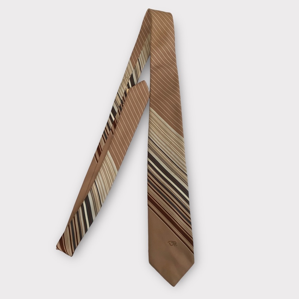Vintage Oscar de la Renta Men’s Tie Necktie Printed Multicolor Stripe Designer